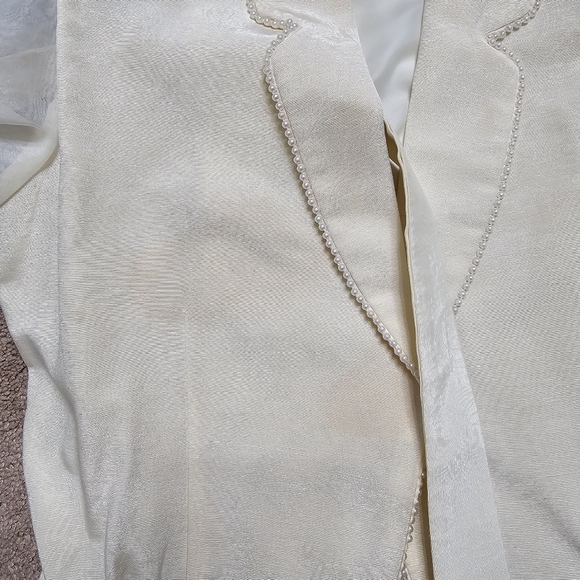 Vintage Nomi Rubinstein ivory puff sheer sleeve embellished jacket medium - Picture 15 of 16